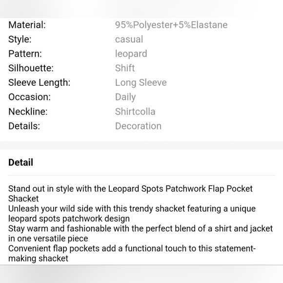 New Leopard spot patchwork shacket - Picture 16 of 16